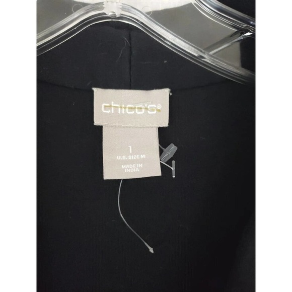 Chico's ~Woman Size 1 (M)~ Black V-Neck Oina Cotton Knit Top Long Sleeve NWOT. - Picture 8 of 9